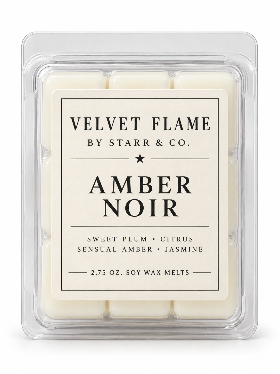Velvet Flame Amber Noir soy wax melts