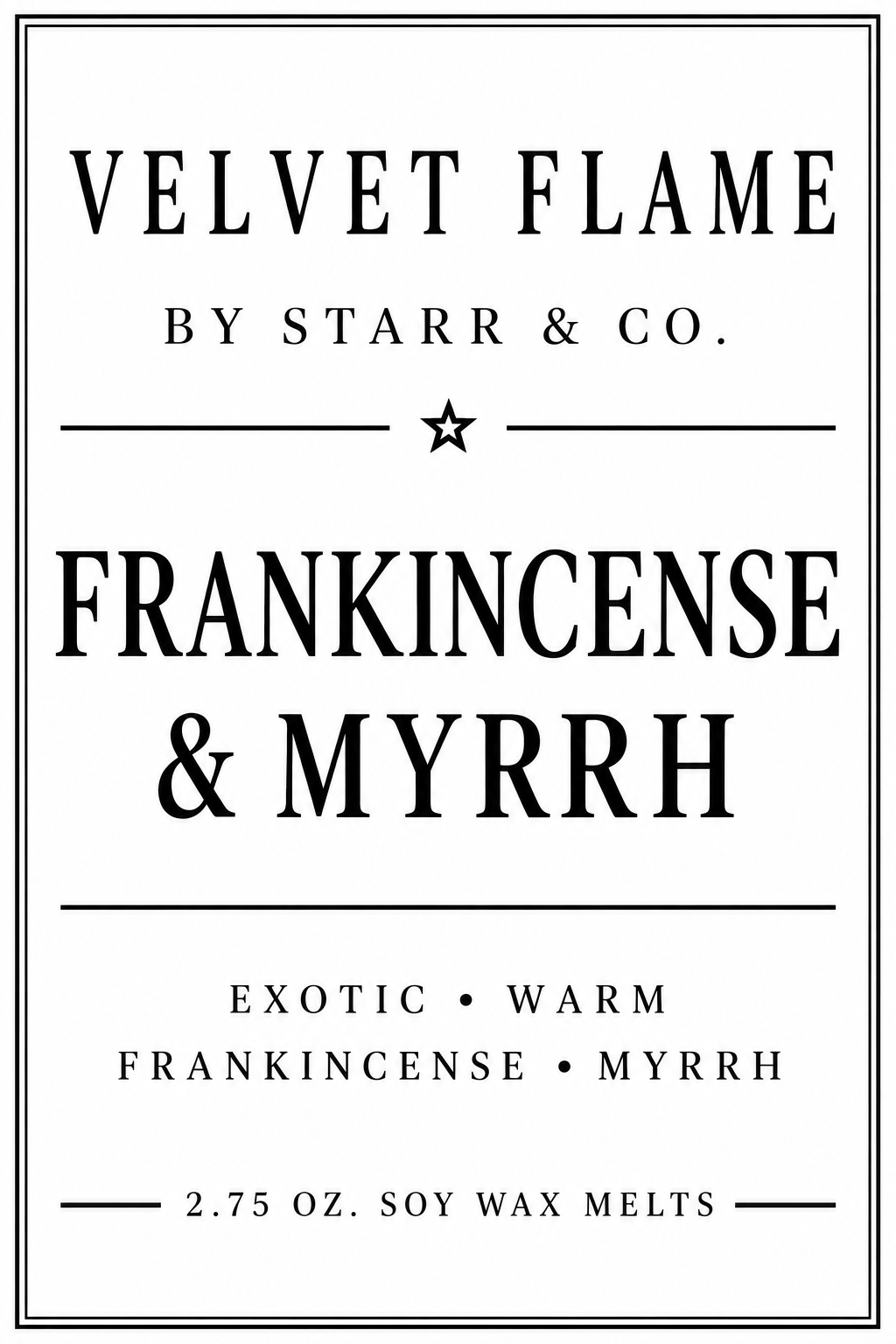 Velvet Flame Frankincense & Myrrh wax melt product image